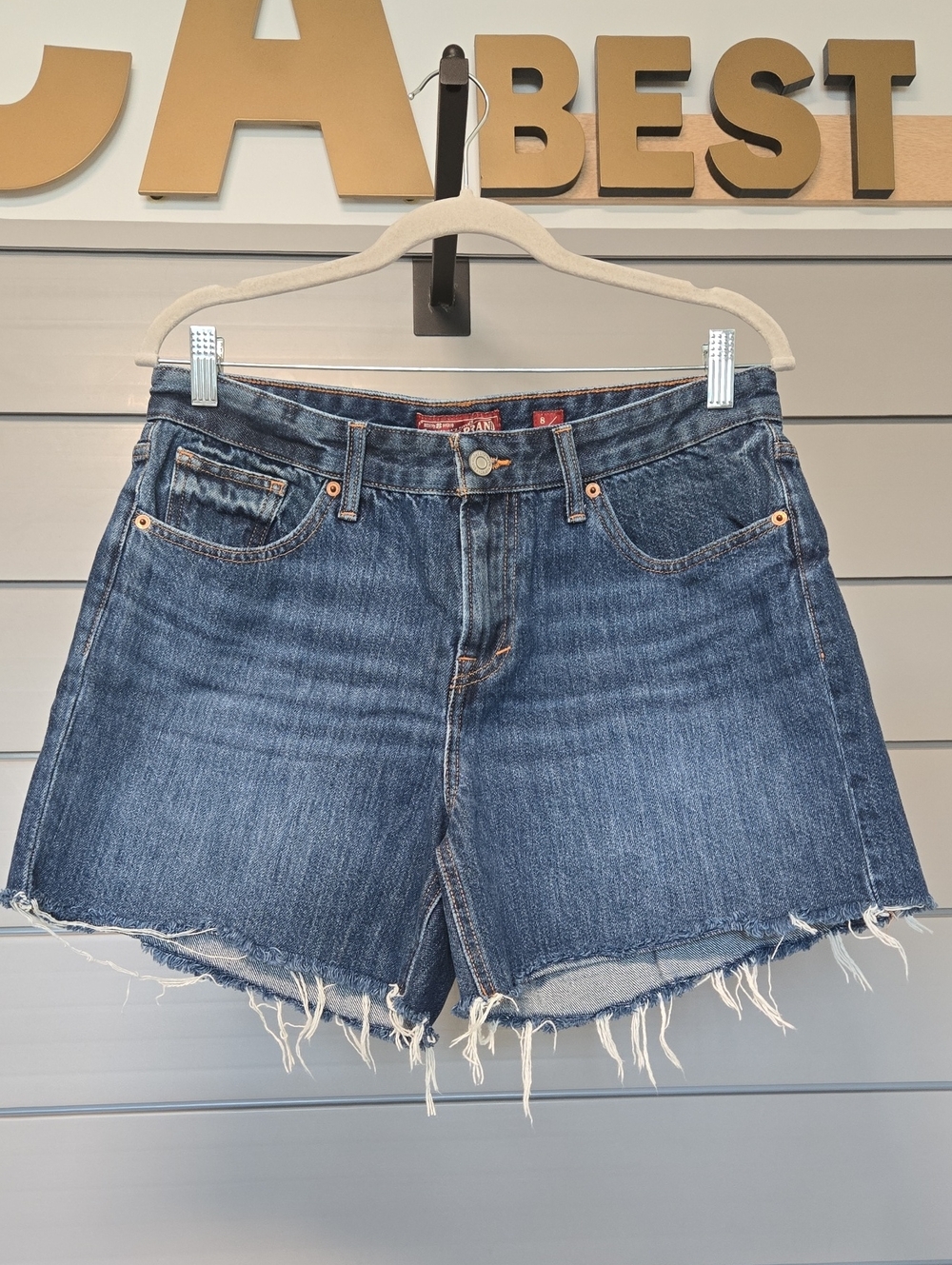Lucky Brand Dark Blue Distressed Frayed Hem Jean Shorts